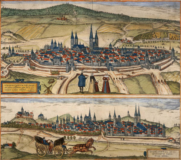 Halberstadt and Quedlinburg od Braun u. Hogenberg