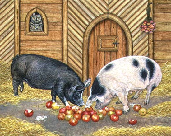 Noah''s Pigs, 1997 (acrylic on panel)  od Ditz 