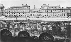 View of the Hotel-Dieu at the time of its construction, Paris, after 1867 (b/w photo) 