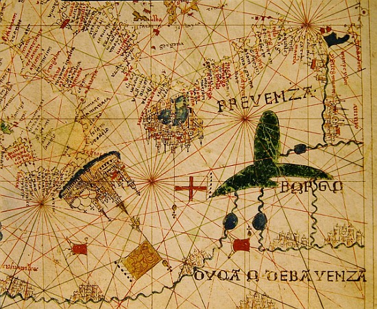 Provence and Northern Italy, from a nautical atlas, 1520 (ink on vellum) od Giovanni Xenodocus da Corfu