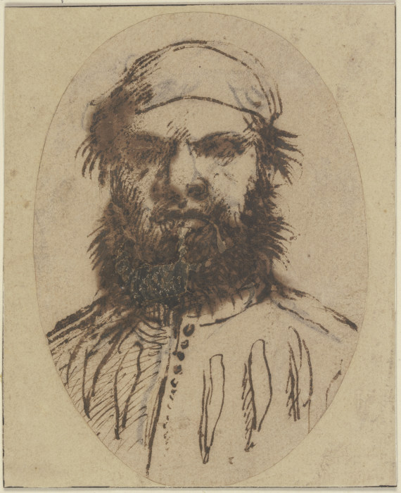 Bärtiger Mann mit einer kleinen Mütze od Guercino (Giovanni Francesco Barbieri)