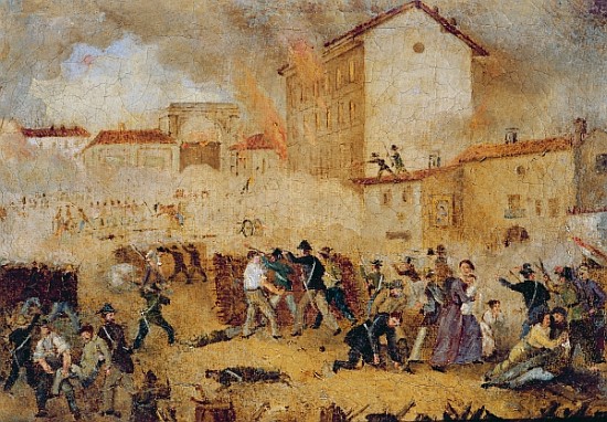 Fighting at Porta Tosa during the Five Days of Milan od Italian School