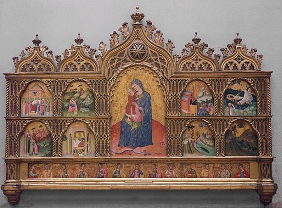 The Virgin and Child with Legendary Scenes (tempera on panel with gold) od Italian School