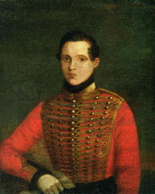 Portrait of the Poet Michail Lermontov, 1830s (oil on canvas) od A. Chelyshev