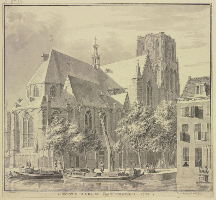 Groote Kerk te Rotterdam od Abraham de Haen d. J.