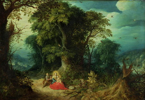 The Rest on the Flight into Egypt (oil on panel) od Abraham Govaerts