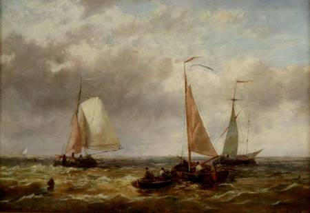 Fishing Boats at Sea (panel) od Abraham Hulk