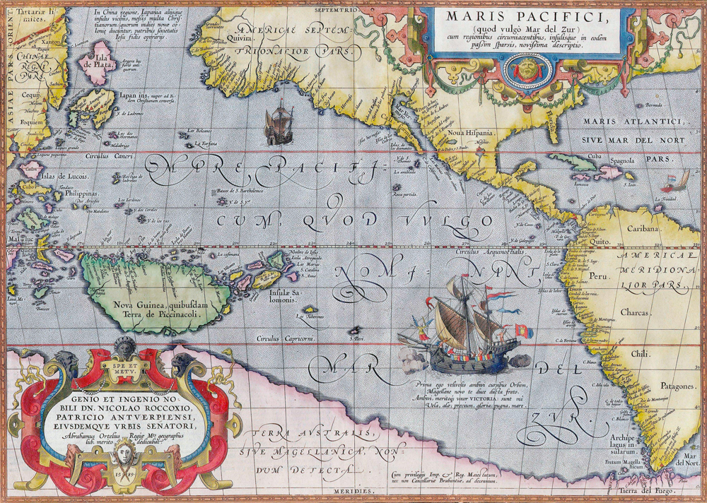 Maris Pacifici (From Theatrum orbis terrarum) od Abraham Ortelius