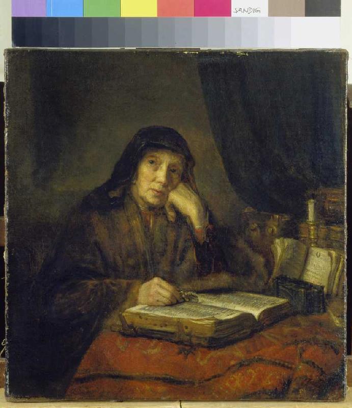 Old woman with book. od Abraham van Dyck