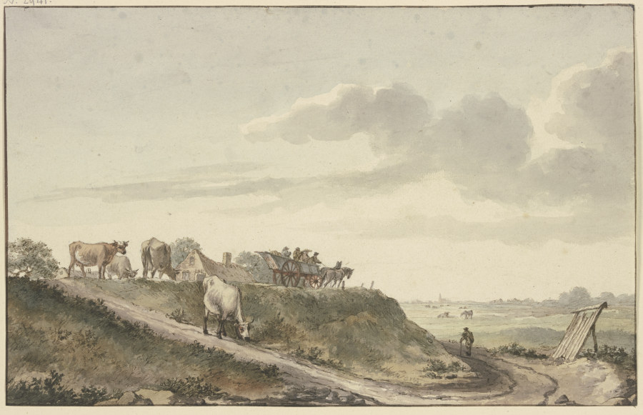 Holländische Landschaft mit Rinderherde und Fuhrkarren od Abraham van Strij