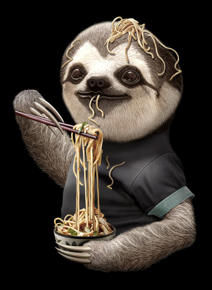 SLOTH EATING NOODLE od Adam Lawless