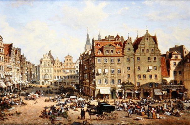 The Market in Wroclaw, 1877 (oil on canvas) od Adelbert Wolfl