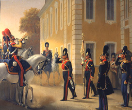 Wachablösung der Leibgarde im Grossen Palast Peterhof od Adolf Gebens
