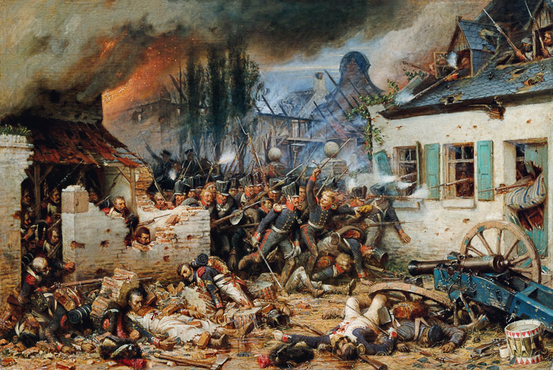 Attacking the Prussians in Plancenoit in the Battle of Waterloo od Adolf Northern