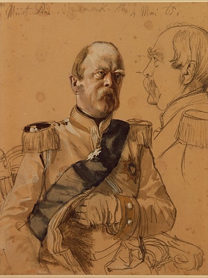 Prince Otto von Bismarck, 1865 (pencil & wash on paper) od Adolph Friedrich Erdmann von Menzel