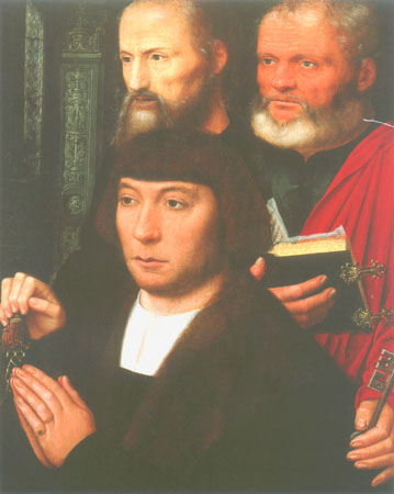 Founder portraits with the apostles of Peter and Paulus (right wings of a Diptychons?) od Adriaen Isenbrant