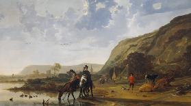 River Landscape with Riders