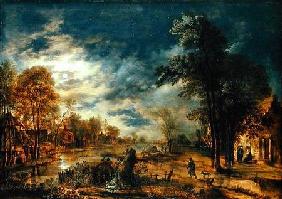 Moonlit Landscape with a Village