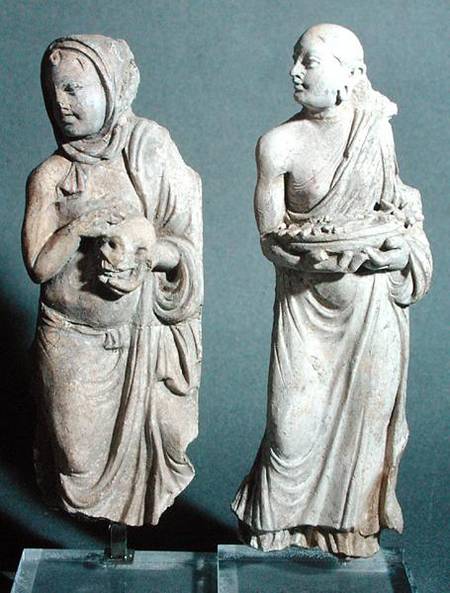 Two statuettes of standing monks, from Hadda od Afghan School