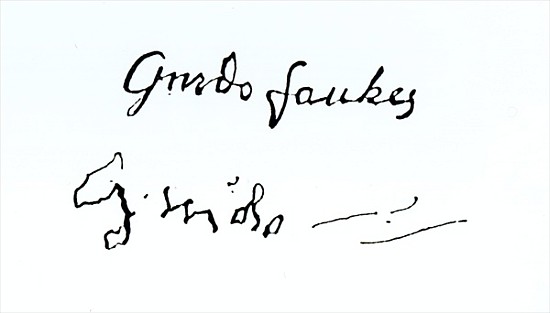 Signature of Guy Fawkes (1570-1606) od (after) English School