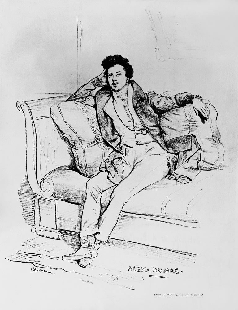 Alexandre Dumas Pere (1803-70) ; engraved by Charles Etienne Pierre Motte (1785-1836) od (after) Achille Deveria
