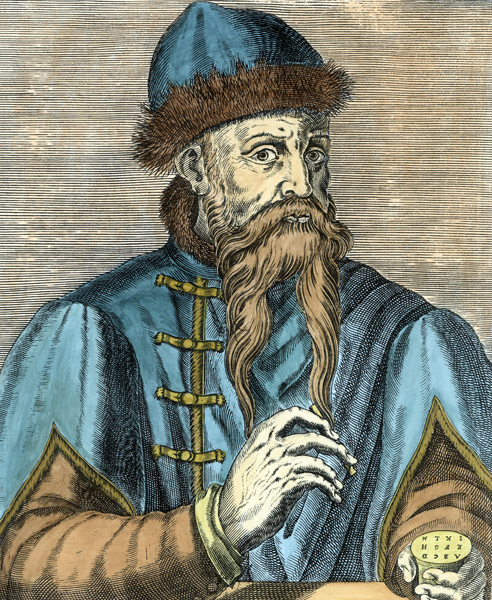 Portrait of Johannes Gutenberg (c.1400-68) od (after) Albrecht Mentz