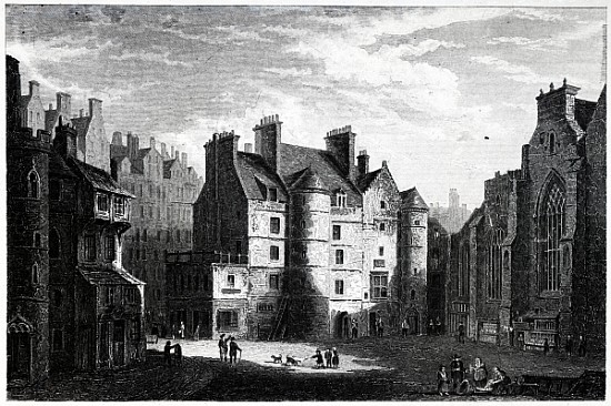Old Tolbooth, Edinburgh; engraved by Edward Finden od (after) Alexander Nasmyth
