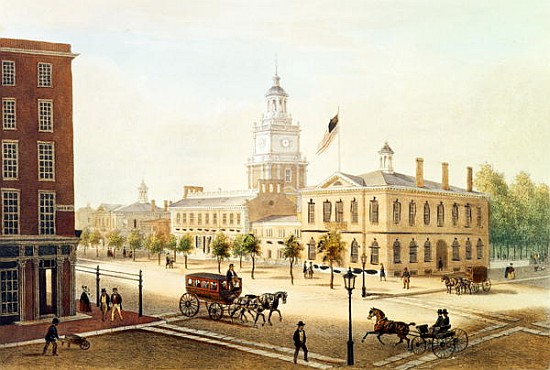 State House, Philadelphia; engraved by Deroy od (after) Augustus Kollner