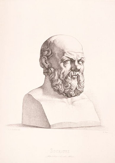 Portrait of Socrates (c.470-399 BC) ; engraved by B.Barloccini, 1849 od (after) C.C Perkins