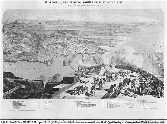 Sebastopol from Fort Constantin; engraved by Peulot Maradan od (after) Gustave Dore