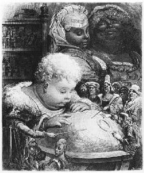 Education of Gargantua, illustration from ''Gargantua'' Francois Rabelais (1494-1553) ; engraved by 