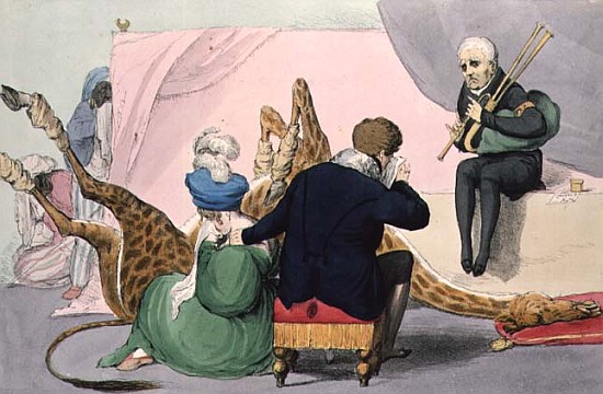 Le Mort'', George IV (1762-1830), caricature of the King grieving the death of the giraffe at London od (after) John (H.B.) Doyle