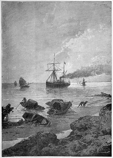 The steamship Vladivostok on the Yangtze River, part of the Tsarevich''s ''Eastern Journey'' od (after) Nikolay Karazin
