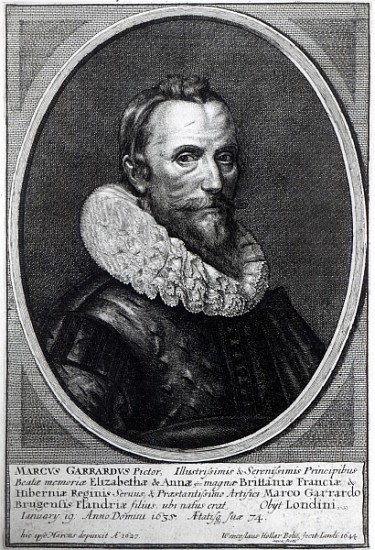 Self Portrait; engraved by Wenceslaus Hollar od (after) the Younger Gheeraerts Marcus