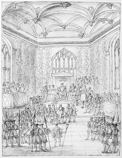 Henry VIII receiving Montmorency, the French Ambassador, at Hampton Court od (after) William Kent