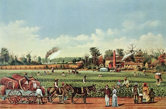 A Cotton Plantation on the Mississippi - the Harvest; engraved by Currier and Ives od (after) William Aiken Walker