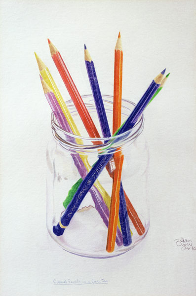 Coloured Pencils in a Jar, 1980 (coloured pencil on paper)  od Alan  Byrne