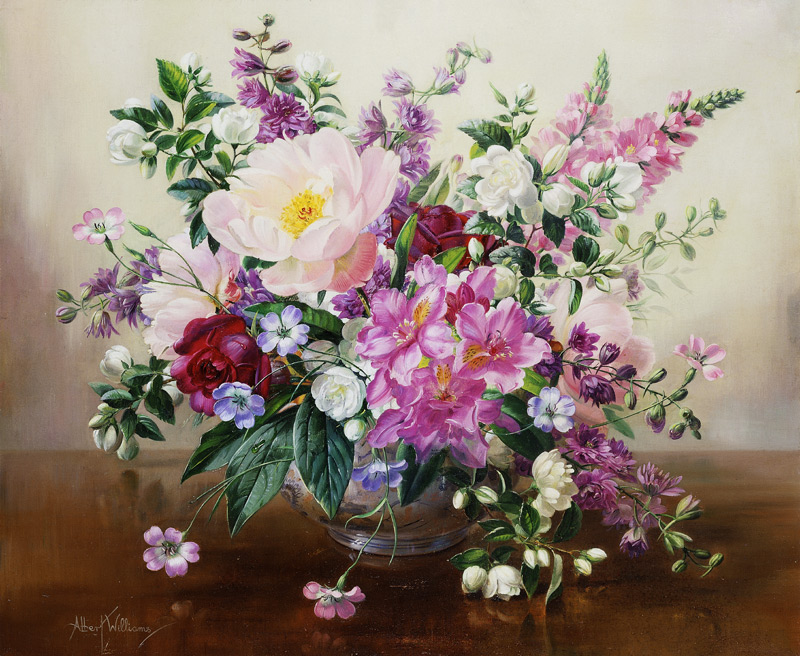 Flowers in a Glass Vase od Albert  Williams
