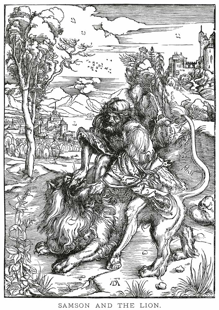 Samson defeats the Lion/ Duerer/ 1496/97 od Albrecht Dürer