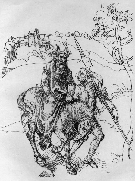A.Dürer, Blind Horseman / Draw./ c.1490 od Albrecht Dürer