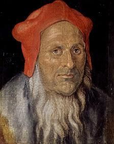 Portrait of a bearded man with a red bonnet od Albrecht Dürer