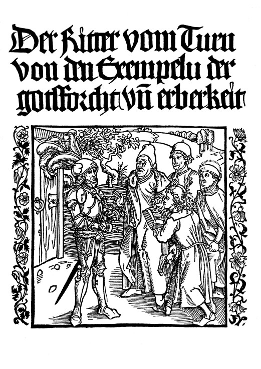 Title page of edition of "The Book of the Knight of the Tower" by G. de la Tour Landry od Albrecht Dürer