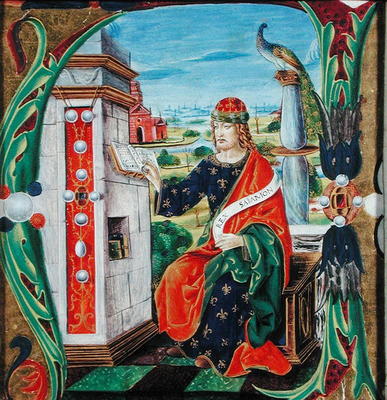 Historiated initial 'A' depicting King Solomon, Lombardy School, c.1499-1511 (vellum) od Alessandro Pampurino