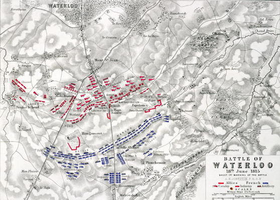 Battle of Waterloo, 18th June 1815, Sheet 1st (engraving) (see also 193243) od Alexander Keith Johnston