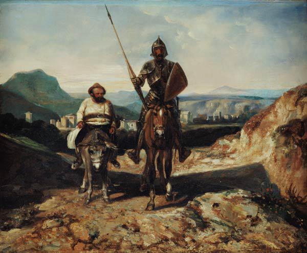 Don Quixote and Sancho (oil on canvas)