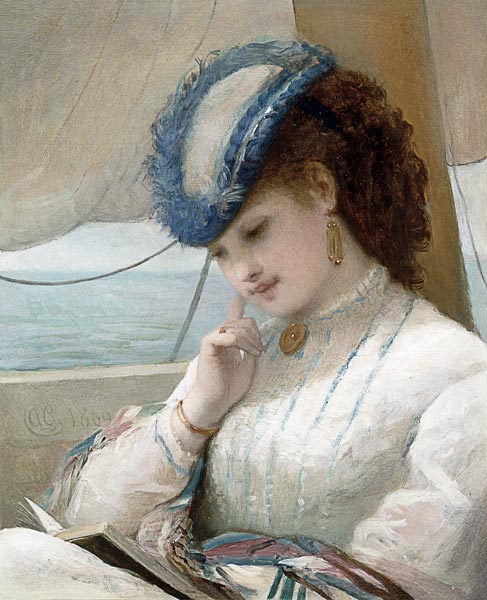 A Girl Reading in a Sailing Boat od Alfred Chantrey Corbould