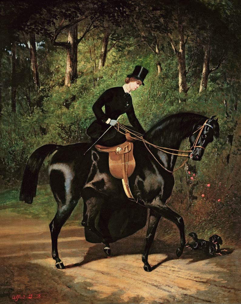 The Rider, Kipler, on her Black Mare od Alfred Dedreux
