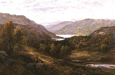 A Shepherd Boy with his Dog in a Highland Landscape od Alfred I Glendening