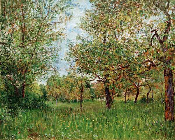 A.Sisley, Kleine Wiese in By od Alfred Sisley