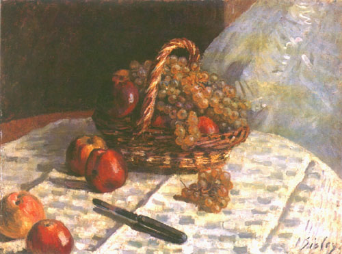 Still lifes, apples and grapes od Alfred Sisley